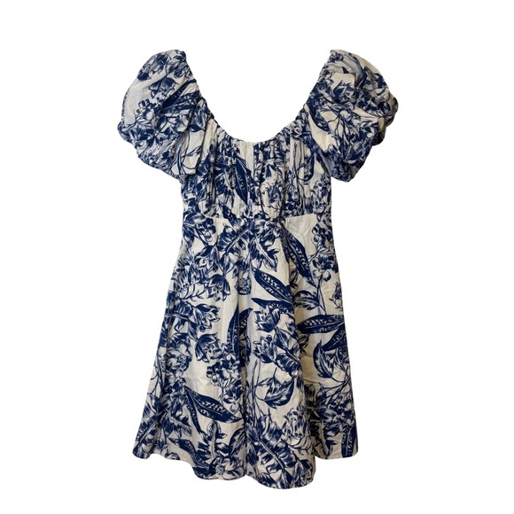 Abercrombie & Fitch Dresses & Skirts - Abercrombie &‎ Fitch Floral Puff Sleeve Mini Dress Womens S Blue Toile Babydoll